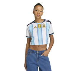 Adidas 2026 Argentina Women's Stadium Home Cropped Soccer Jersey White / Icey Blue / Light Blue