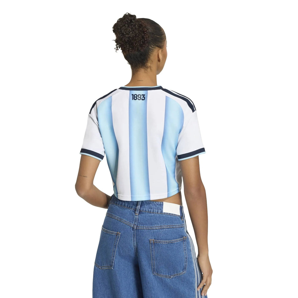 Adidas 2026 Argentina Women's Stadium Home Cropped Soccer Jersey White / Icey Blue / Light Blue