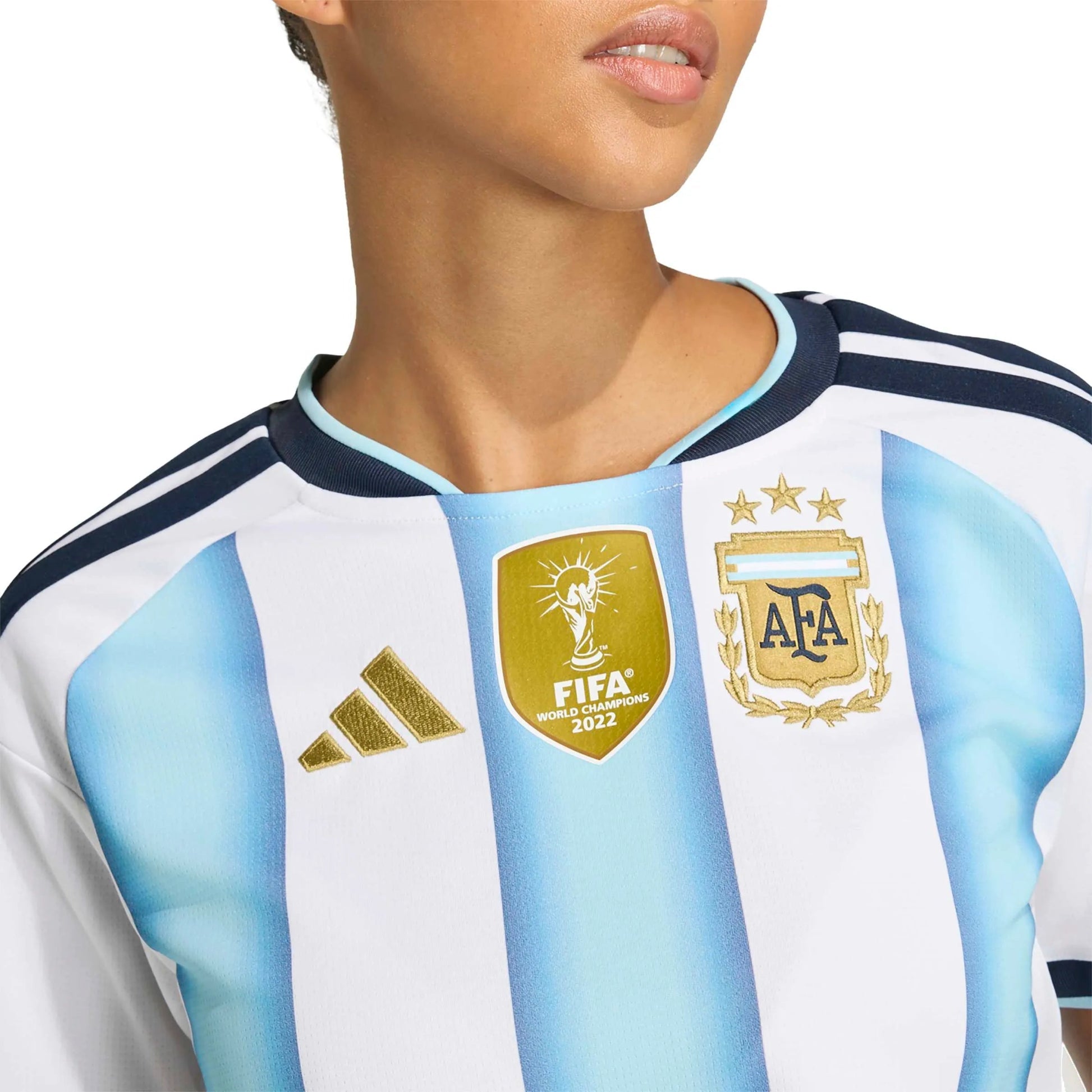Adidas 2026 Argentina Women's Stadium Home Cropped Soccer Jersey White / Icey Blue / Light Blue