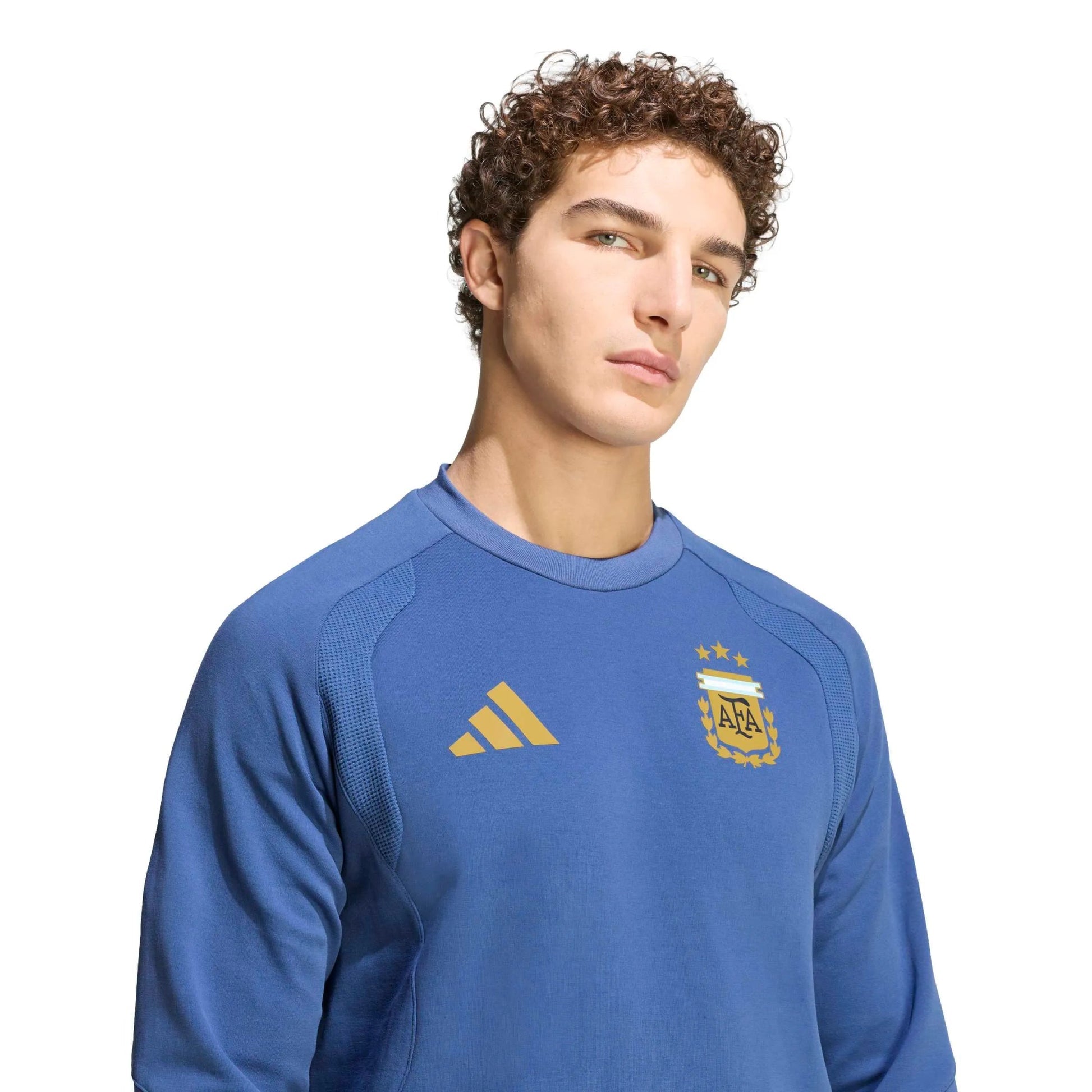 Adidas 2026 Argentina Men's Tiro Travel Crewneck Sweatshirt Crew Blue