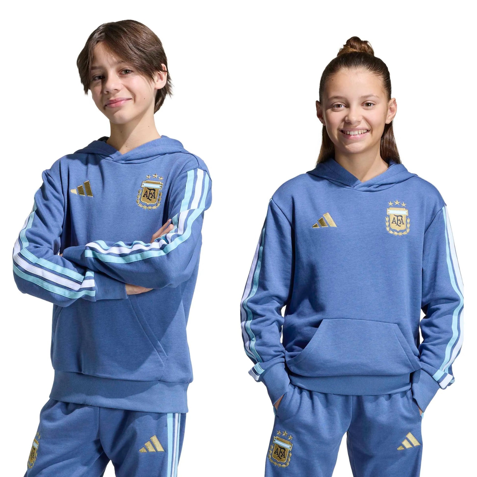Adidas 2026 Argentina Youth DNA Hoodie Crew Blue