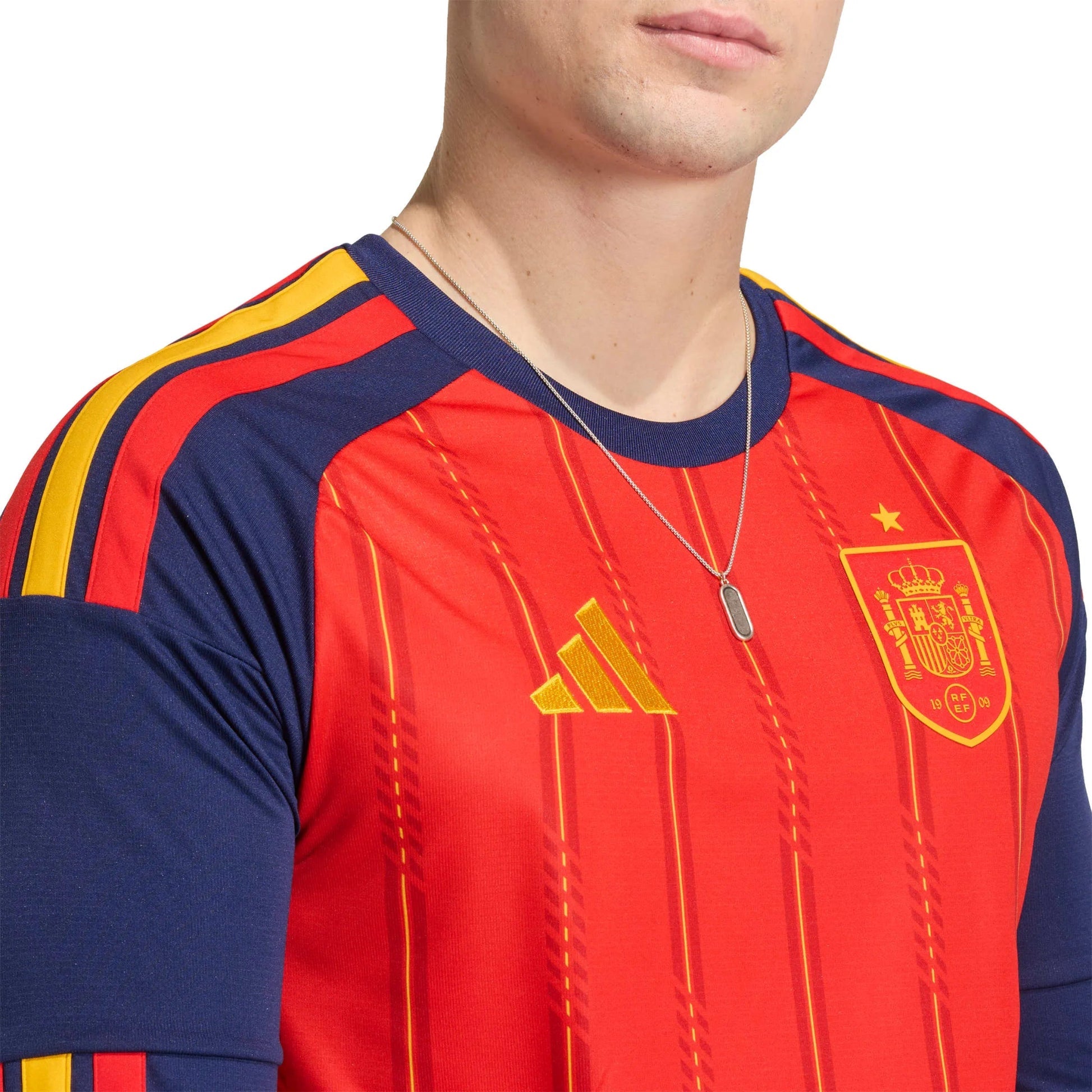 Adidas 2026 Spain Men's Stadium Home Long-Sleeve Soccer Jersey Vivid Red