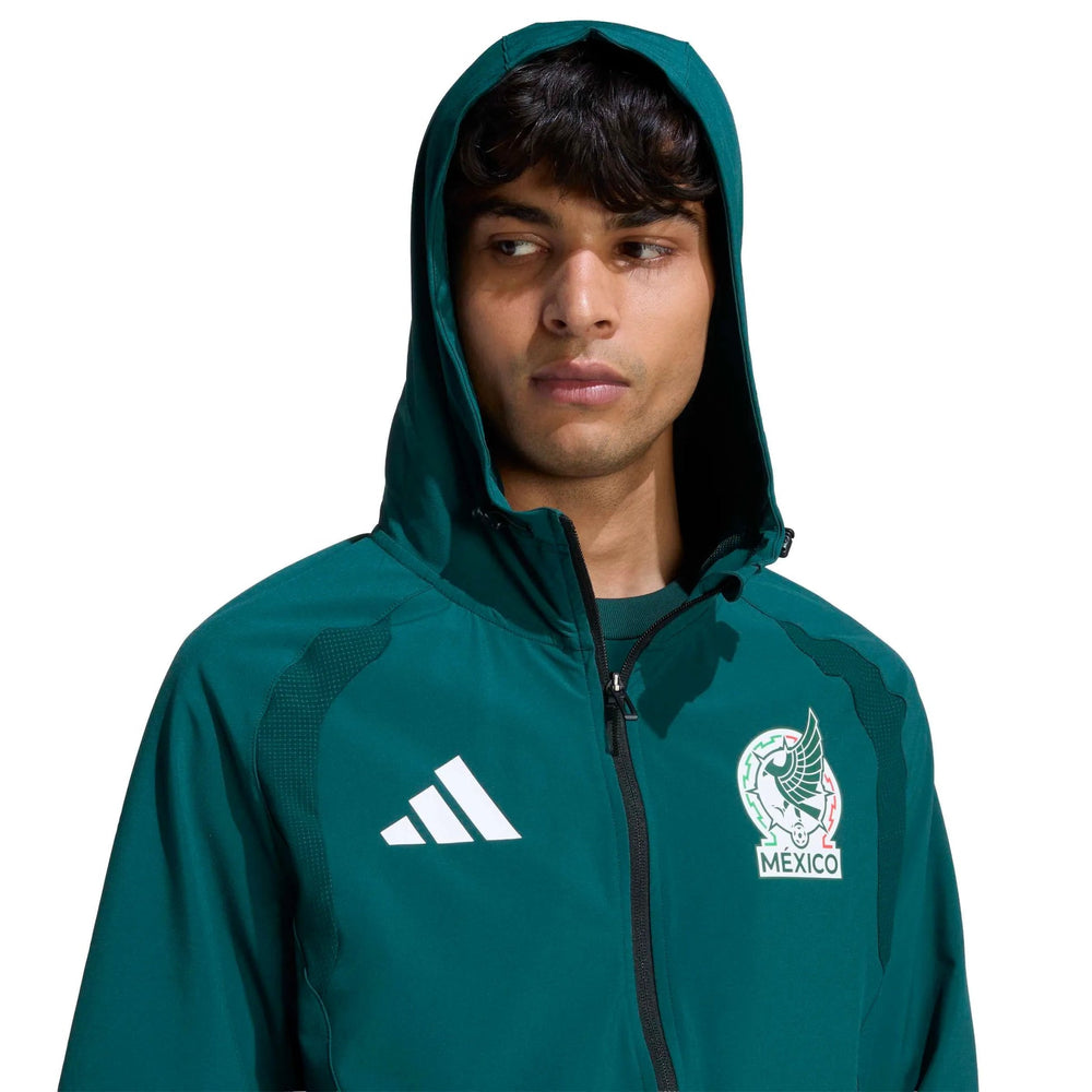 Adidas 2026 Mexico Men's Tiro Travel Full Zip Windbreaker Aurora Ivy
