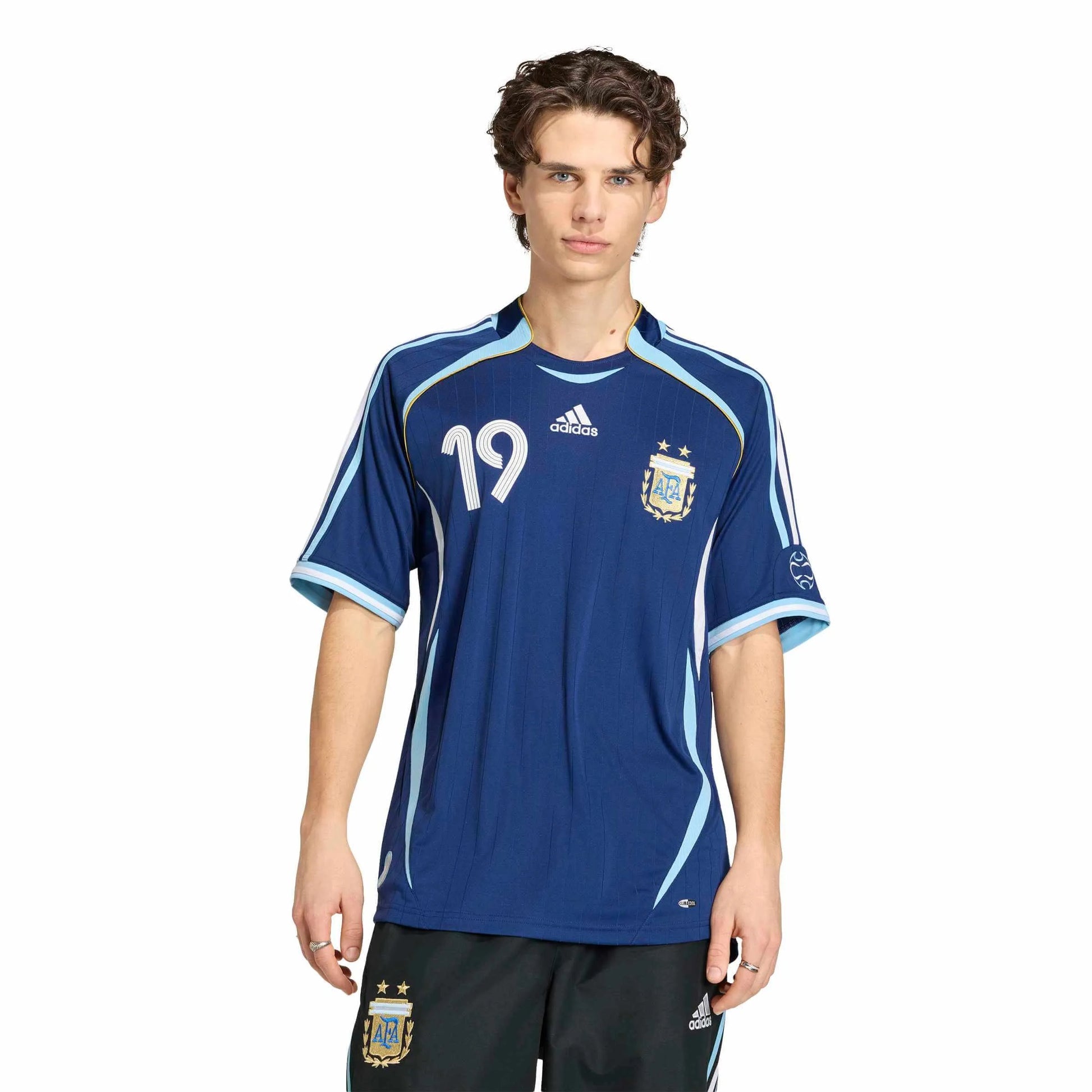 Adidas 2006 Argentina Men's Retro Stadium Away Messi #19 Soccer Jersey Dark Blue