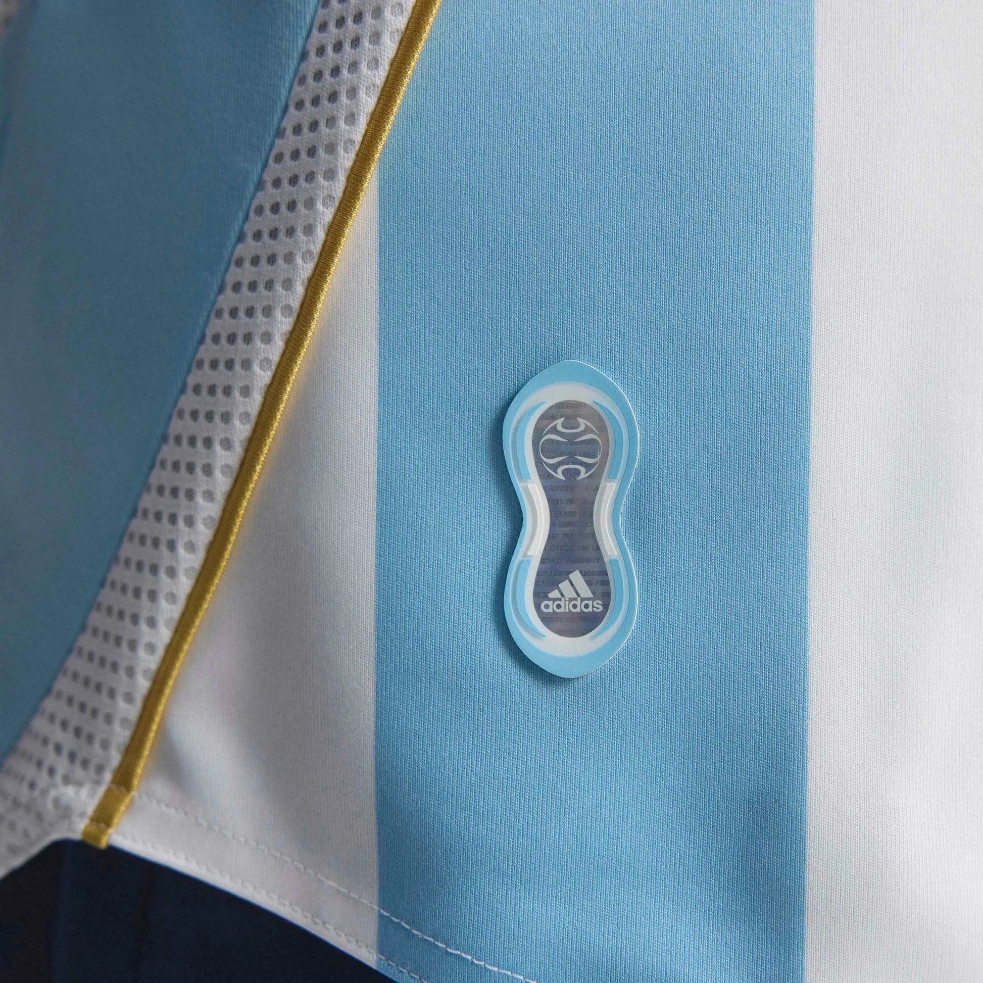 Adidas 2006 Argentina Men's Retro Stadium Home Messi #19 Soccer Jersey White / Clear Blue