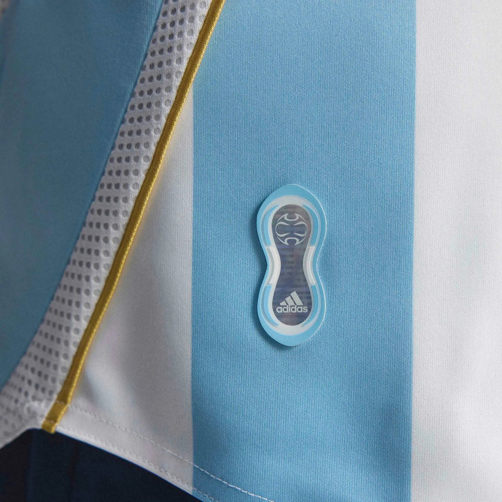 Adidas 2006 Argentina Men's Retro Stadium Home Messi #19 Soccer Jersey White / Clear Blue