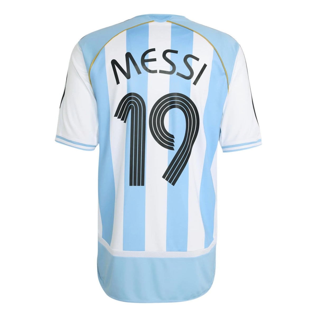 Adidas 2006 Argentina Men's Retro Stadium Home Messi #19 Soccer Jersey White / Clear Blue