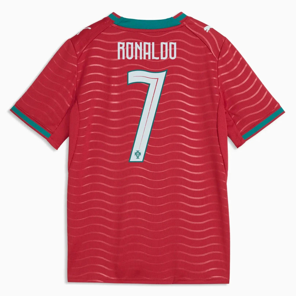 Puma 2026 Portugal Youth Stadium Home Ronaldo #7 Soccer Jersey Club Red-Green Lagoon