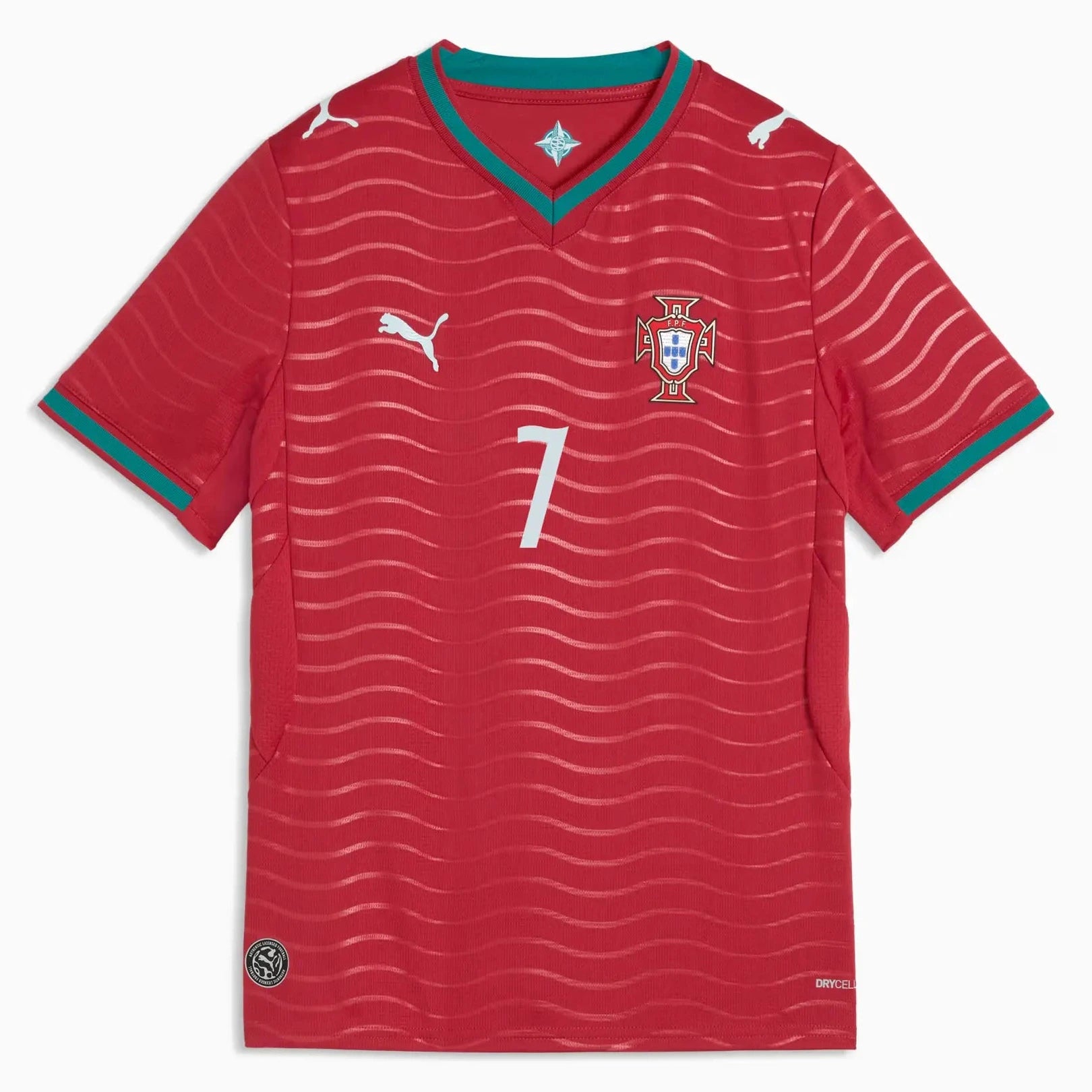 Puma 2026 Portugal Youth Stadium Home Ronaldo #7 Soccer Jersey Club Red-Green Lagoon