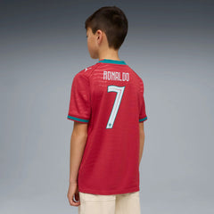 Puma 2026 Portugal Youth Stadium Home Ronaldo #7 Soccer Jersey Club Red-Green Lagoon