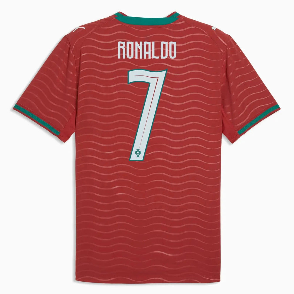 Puma 2026 Portugal Men's Authentic Home Ronaldo #7 Soccer Jersey Club Red-Green Lagoon