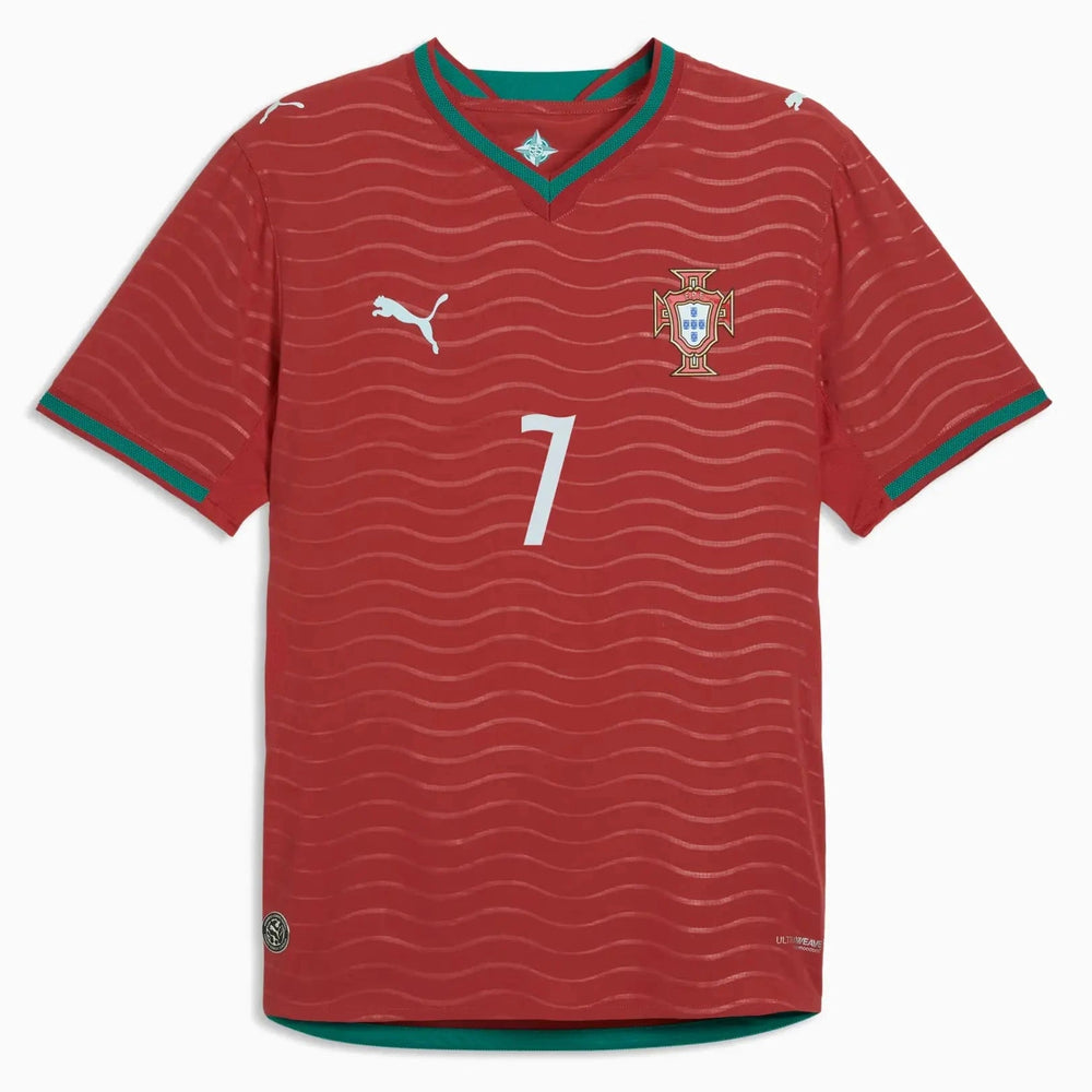 Puma 2026 Portugal Men's Authentic Home Ronaldo #7 Soccer Jersey Club Red-Green Lagoon