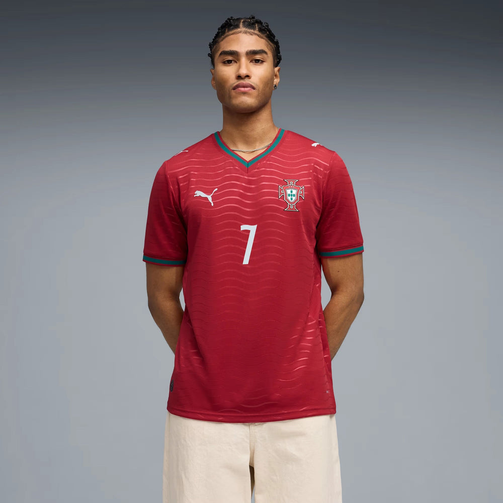 Puma 2026 Portugal Men's Stadium Home Ronaldo #7 Soccer Jersey Club Red-Green Lagoon
