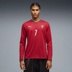 Puma 2026 Portugal Men's Stadium Home Ronaldo #7 Long-Sleeve Soccer Je Club Red-Green Lagoon