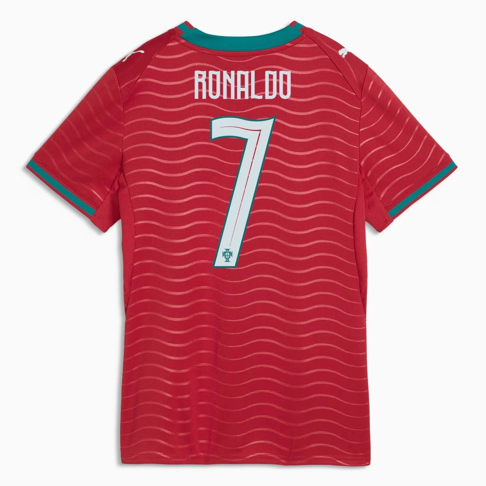 Puma 2026 Portugal Women's Stadium Home Ronaldo #7 Soccer Jersey Club Red-Green Lagoon