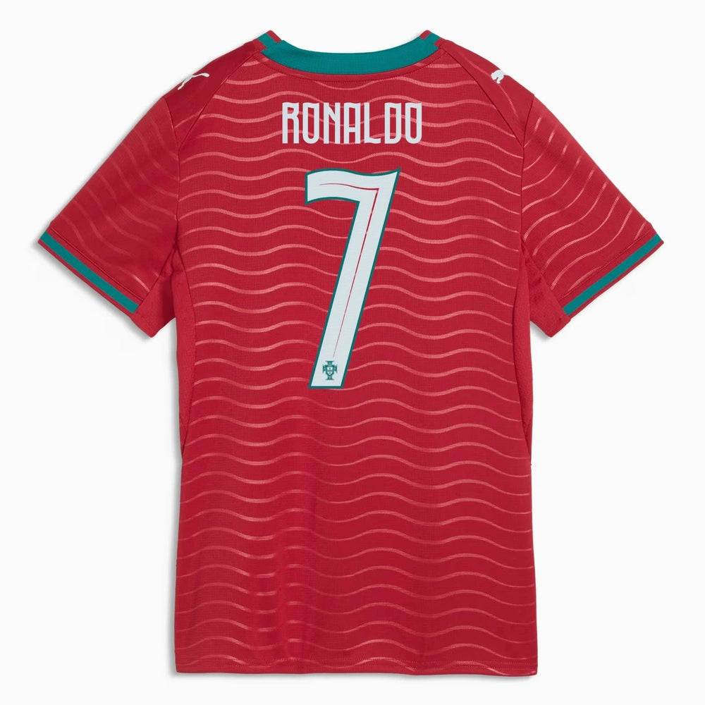 Puma 2026 Portugal Women's Stadium Home Ronaldo #7 Soccer Jersey Club Red-Green Lagoon