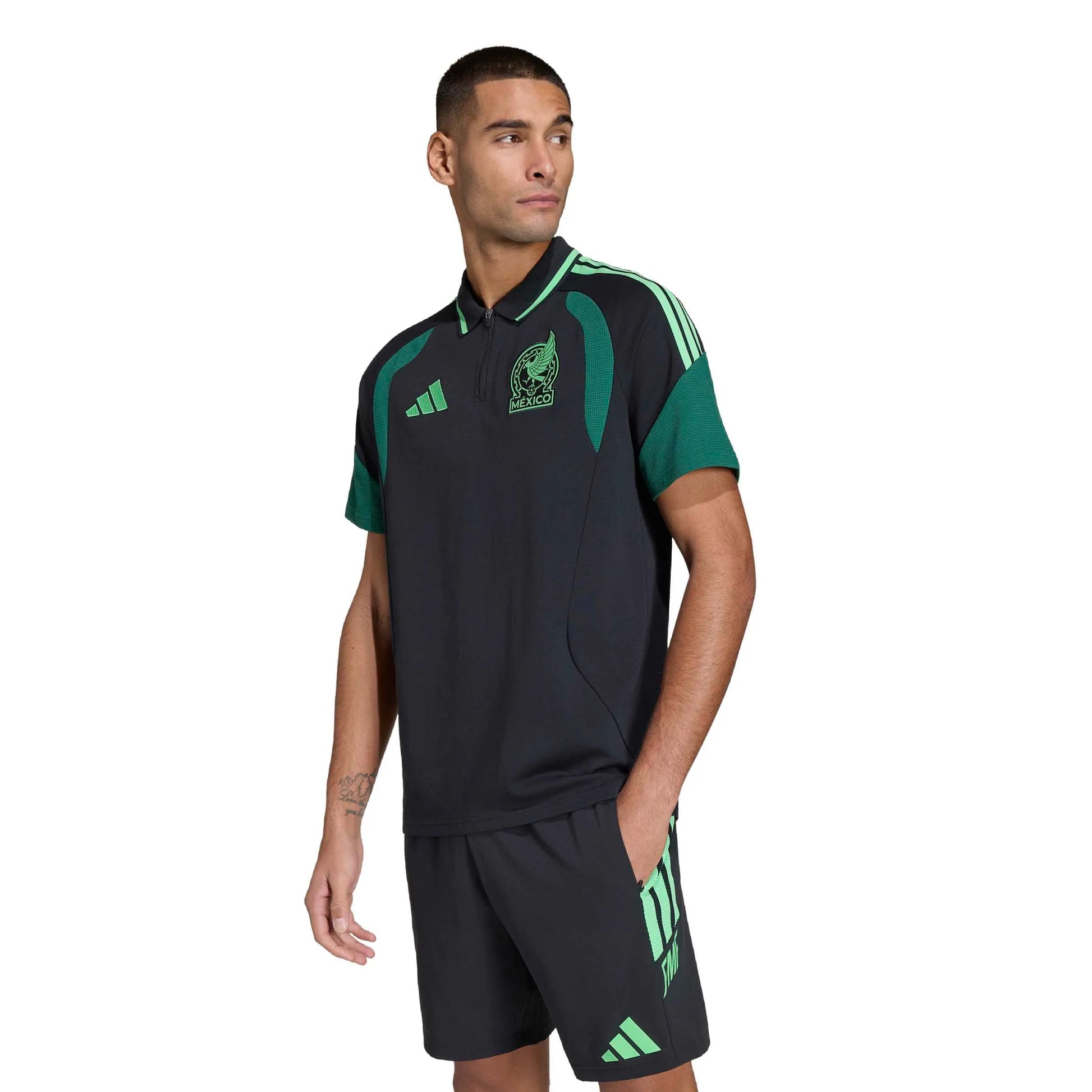 Adidas 2026 Mexico Men's Tiro Polo Shirt Black / Green