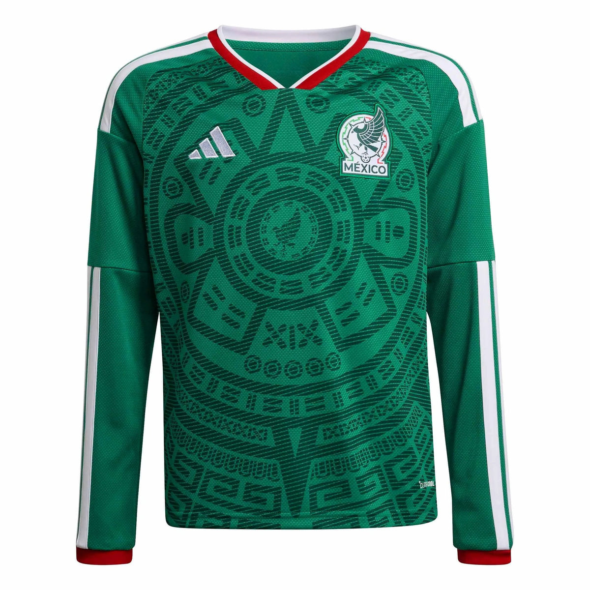 Adidas 2026 Mexico Youth Stadium Home Long-Sleeve Soccer Jersey Bold Green