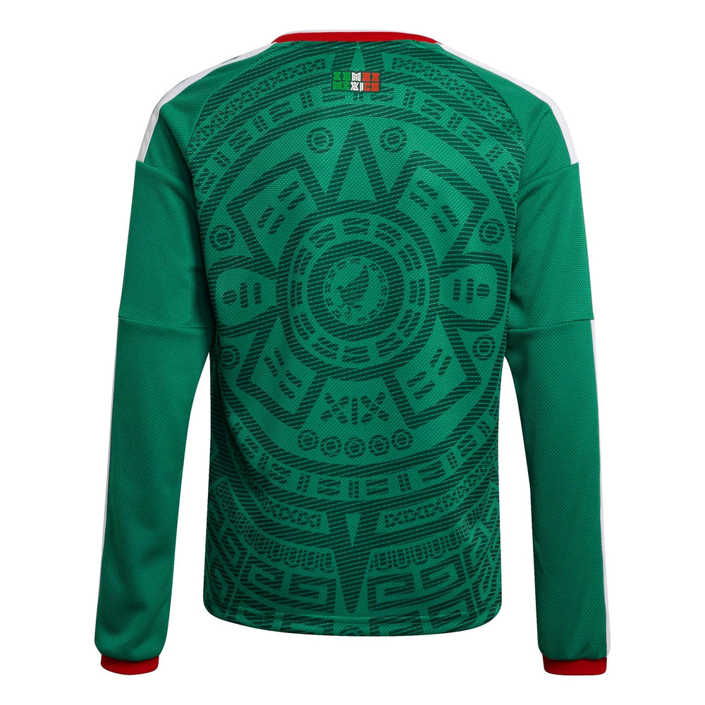 Adidas 2026 Mexico Youth Stadium Home Long-Sleeve Soccer Jersey Bold Green