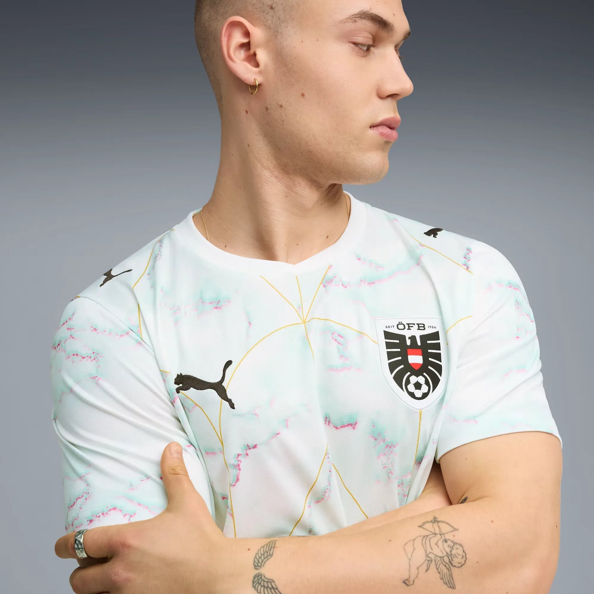 Puma 2026 Austria Men's Stadium Away Soccer Jersey Puma White-Mint Melt