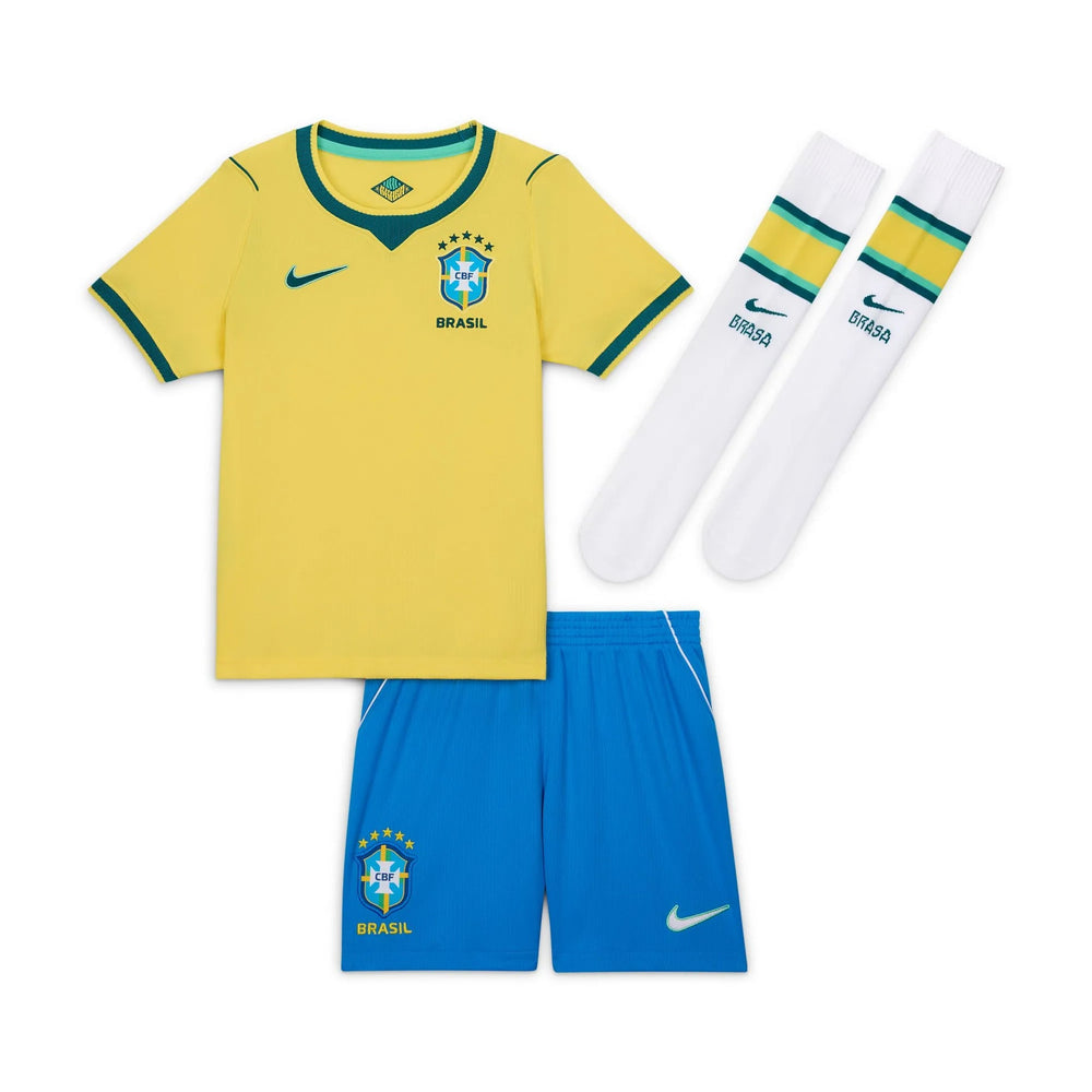 Nike 2026-27 Brazil Little Kids' Stadium Home Kit Canary/Light Menta/Geode Teal