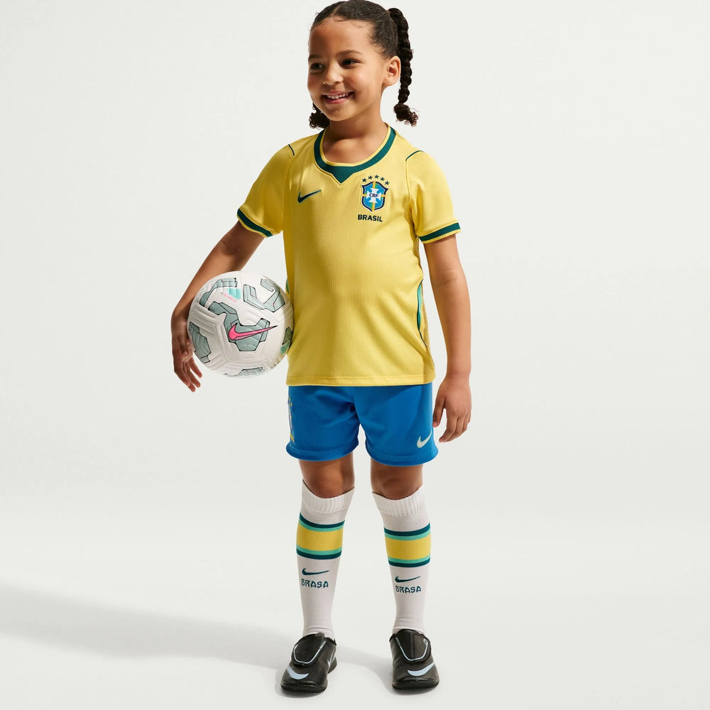Nike 2026-27 Brazil Little Kids' Stadium Home Kit Canary/Light Menta/Geode Teal