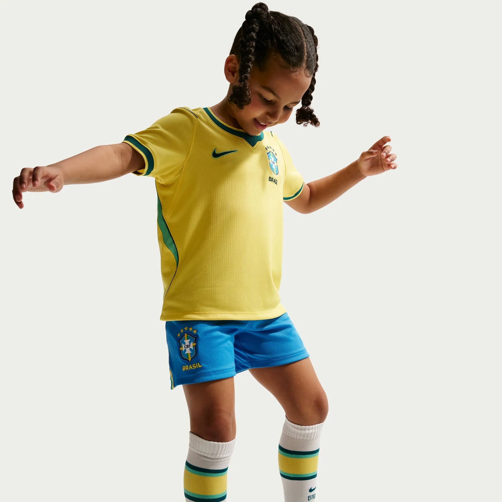 Nike 2026-27 Brazil Little Kids' Stadium Home Kit Canary/Light Menta/Geode Teal