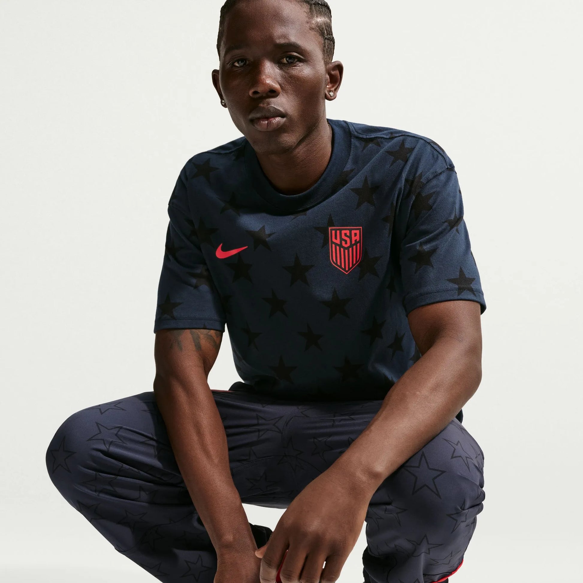 Nike 2026-27 USMNT Men's All Over Print Tee Dark Obsidian