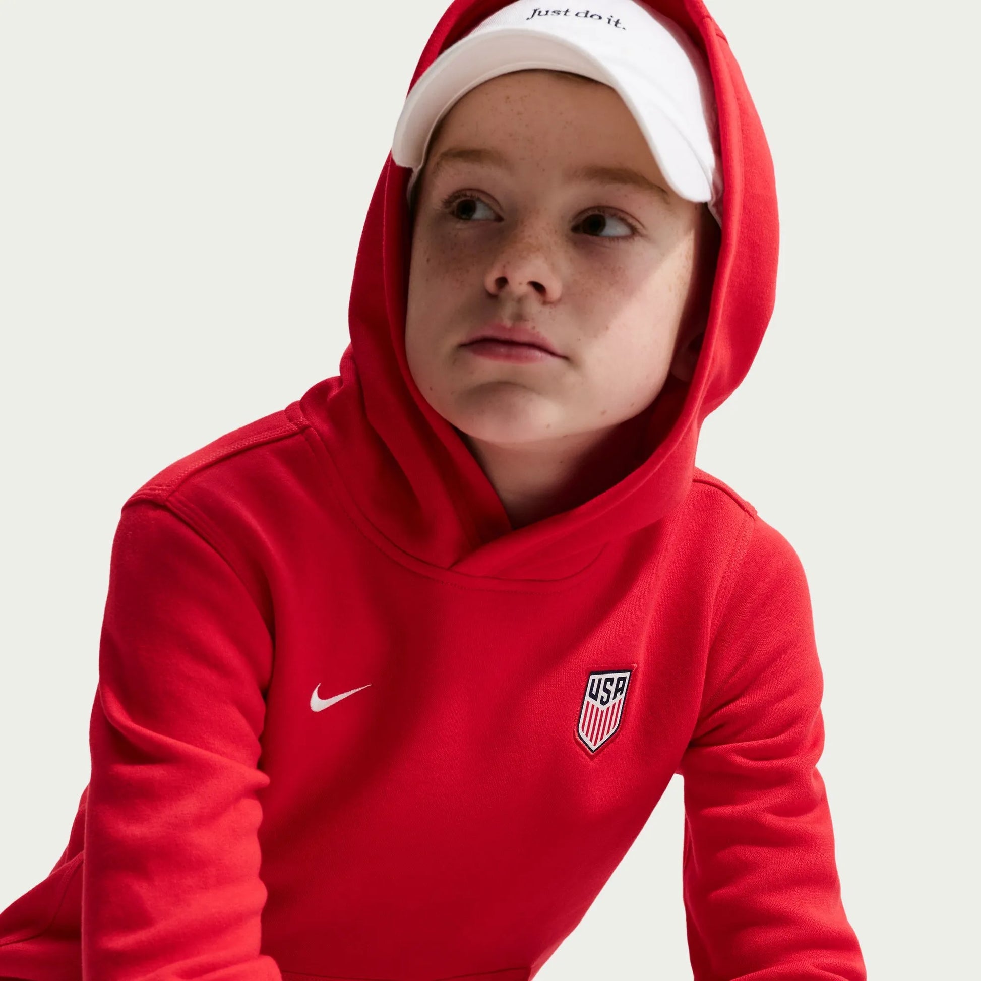 Nike 2026-27 USMNT Youth Club Pullover Hoodie University Red/Sail