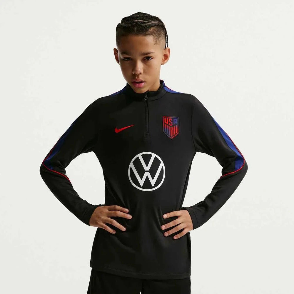 Nike 2026-27 USMNT Youth Strike Drill Top Black/Deep Royal Blue/Challenge Red