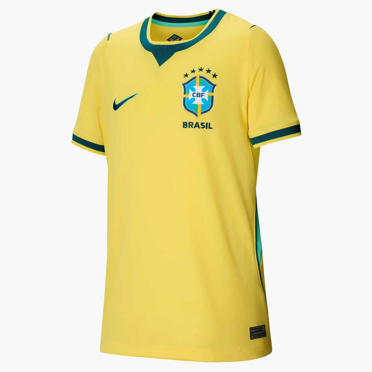 Nike 2026-27 Brazil Youth Stadium Home Soccer Jersey Canary/Light Menta/Geode Teal