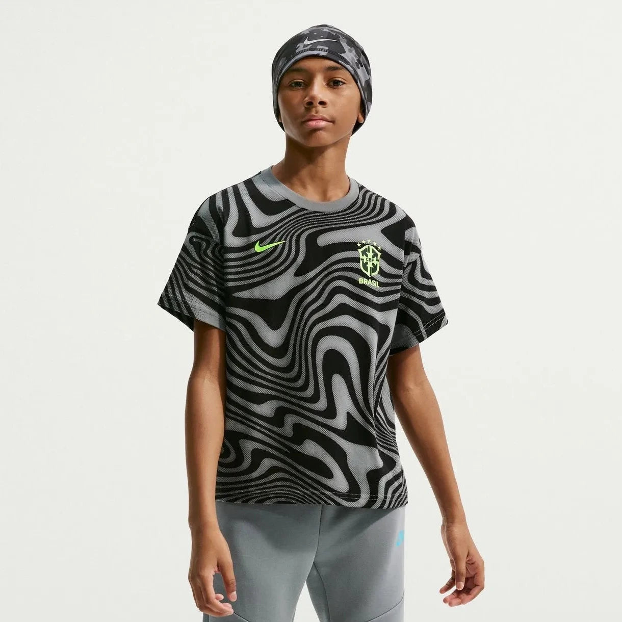 Nike 2026-27 Brazil Youth All Over Print Tee Dark Steel Grey