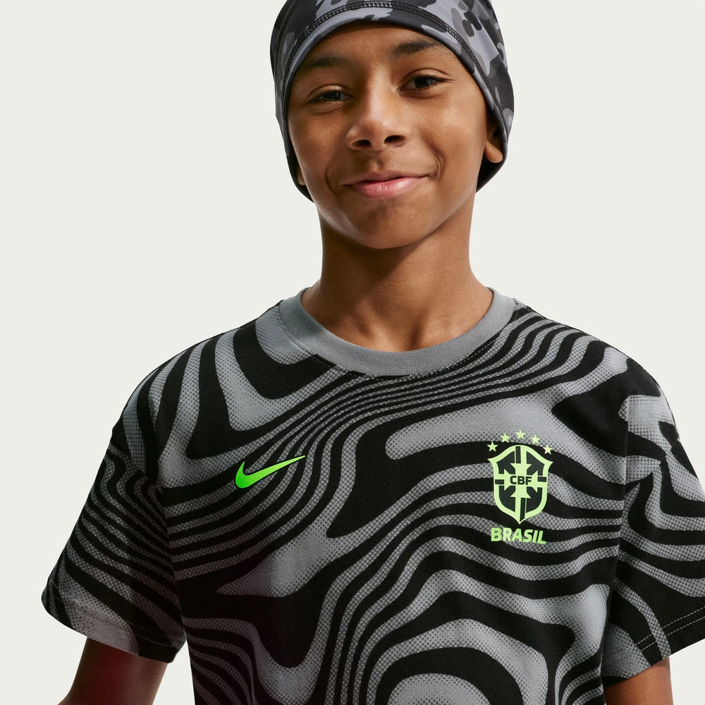 Nike 2026-27 Brazil Youth All Over Print Tee Dark Steel Grey