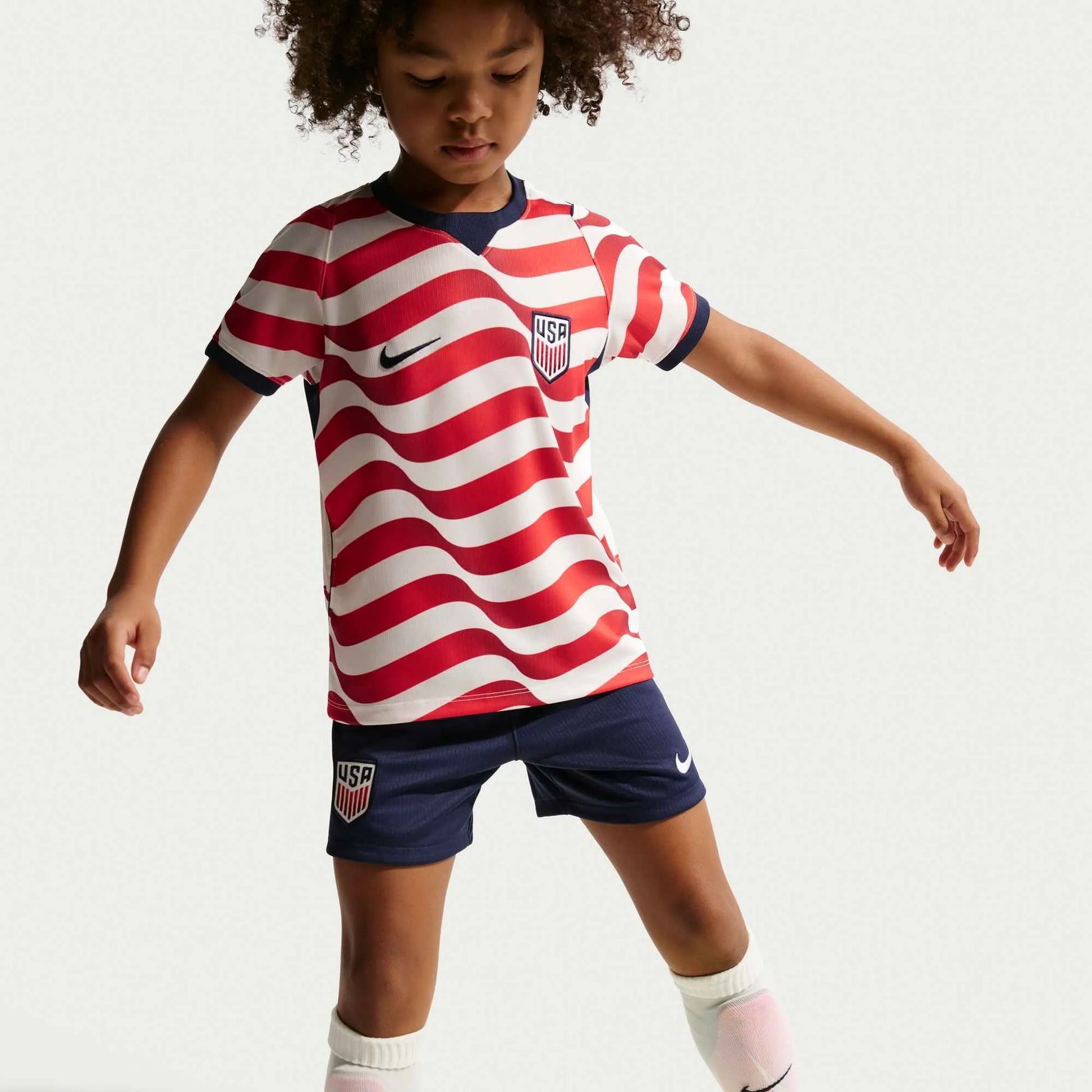 Nike 2026-27 USMNT Little Kid's Stadium Home Kit Sail/Midnight Navy/Midnight Navy