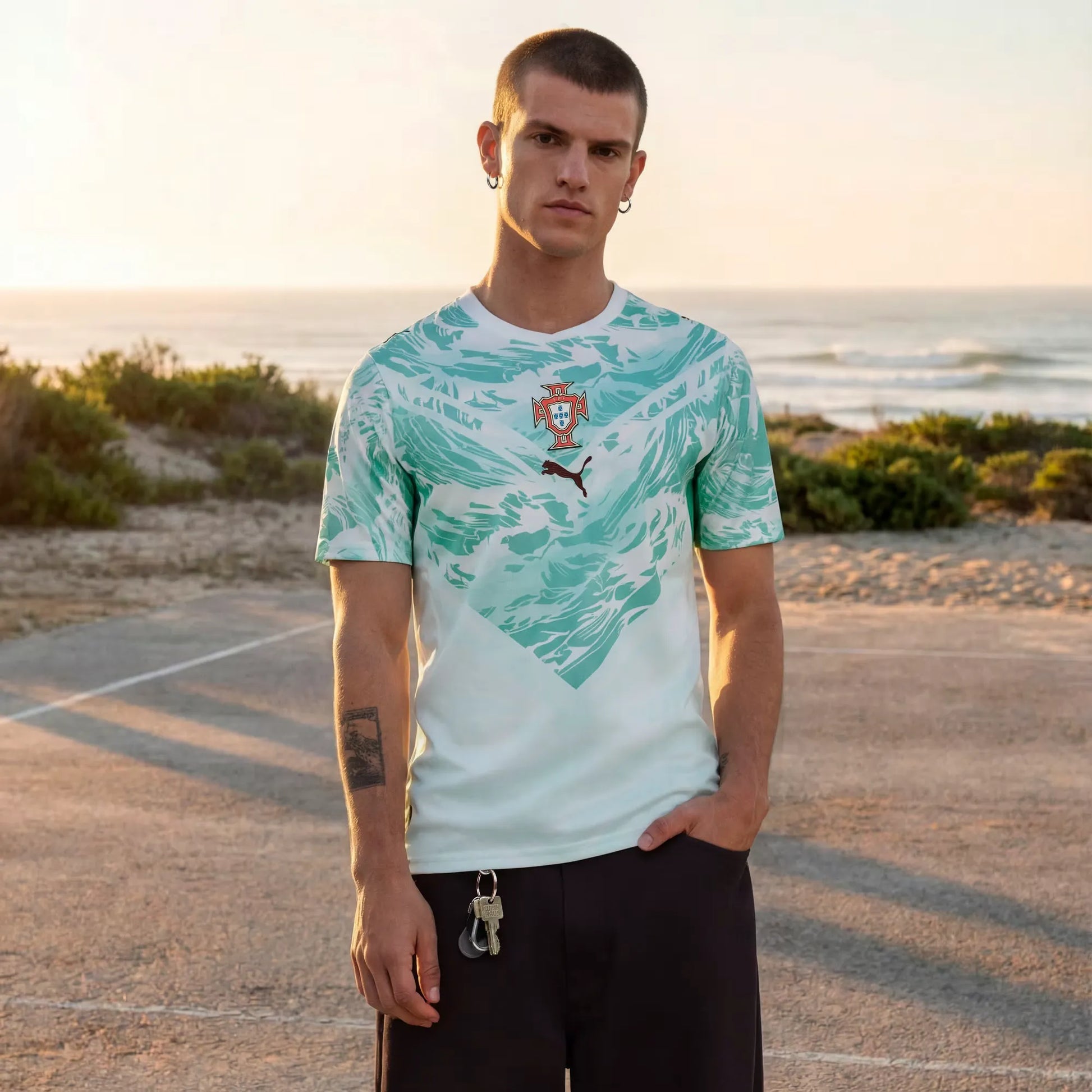Puma 2026-27 Portugal Men's Stadium Away Soccer Jersey Puma White-Green Lagoon