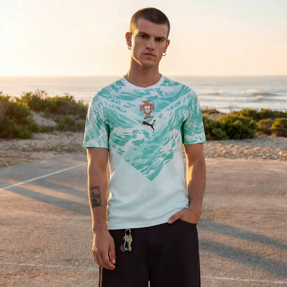 Puma 2026-27 Portugal Men's Stadium Away Soccer Jersey Puma White-Green Lagoon