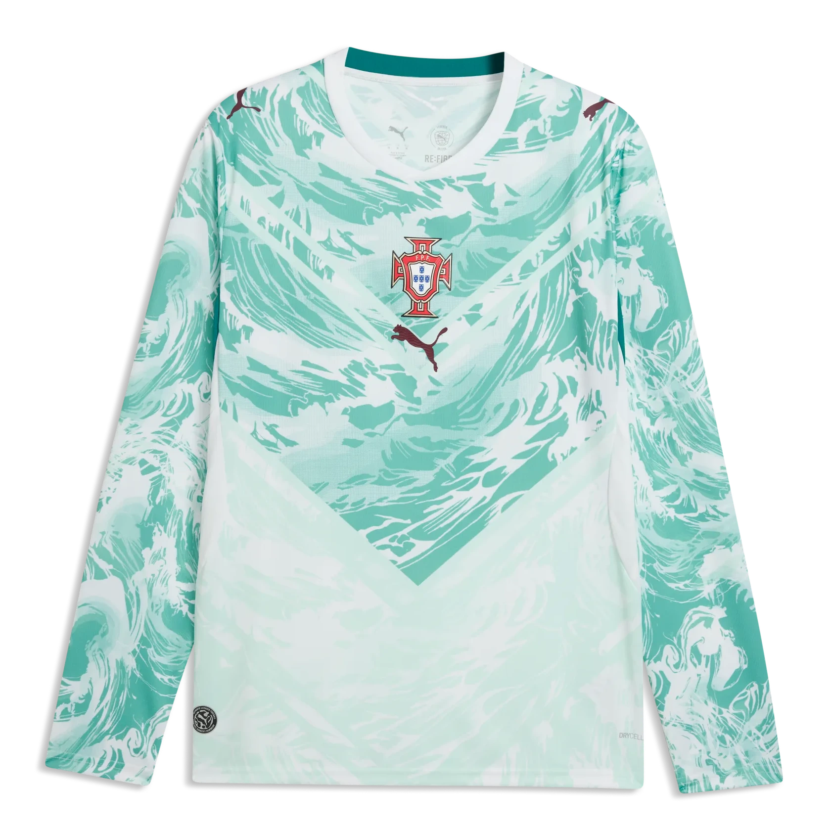 Puma 2026-27 Portugal Men's Stadium Away Long-Sleeve Soccer Jersey Puma White-Green Lagoon