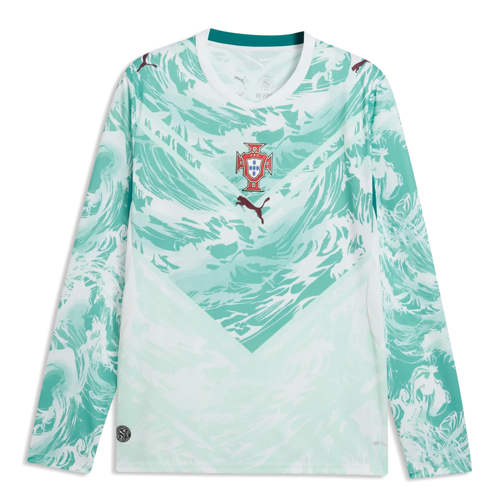 Puma 2026-27 Portugal Men's Stadium Away Long-Sleeve Soccer Jersey Puma White-Green Lagoon