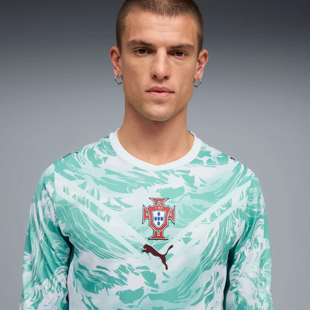 Puma 2026-27 Portugal Men's Stadium Away Long-Sleeve Soccer Jersey Puma White-Green Lagoon