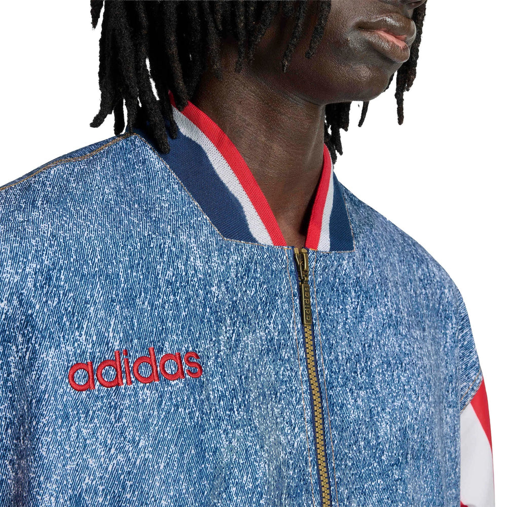 Adidas USA Men's Denim Graphic Track Top White / Dark Blue