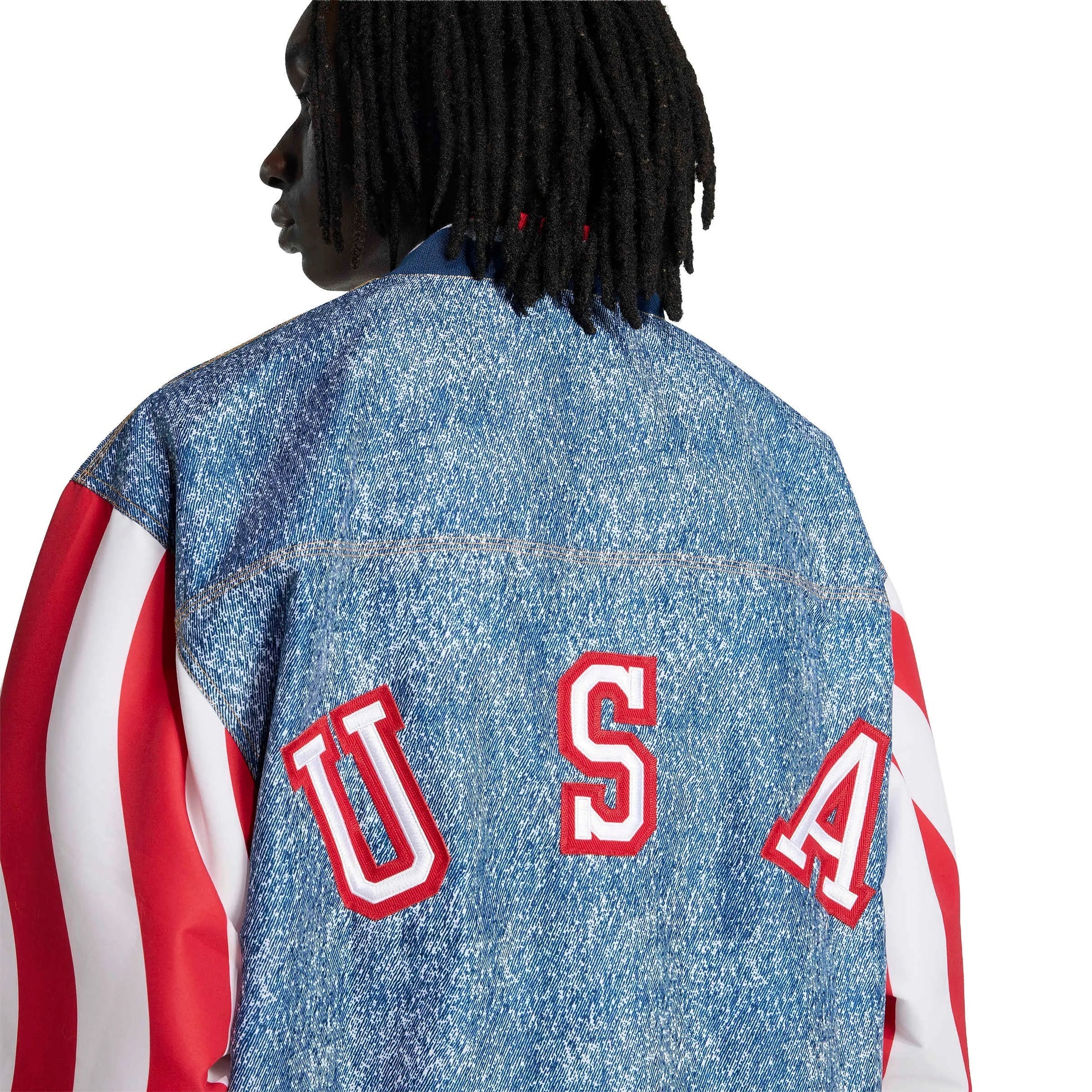 Adidas USA Men's Denim Graphic Track Top White / Dark Blue