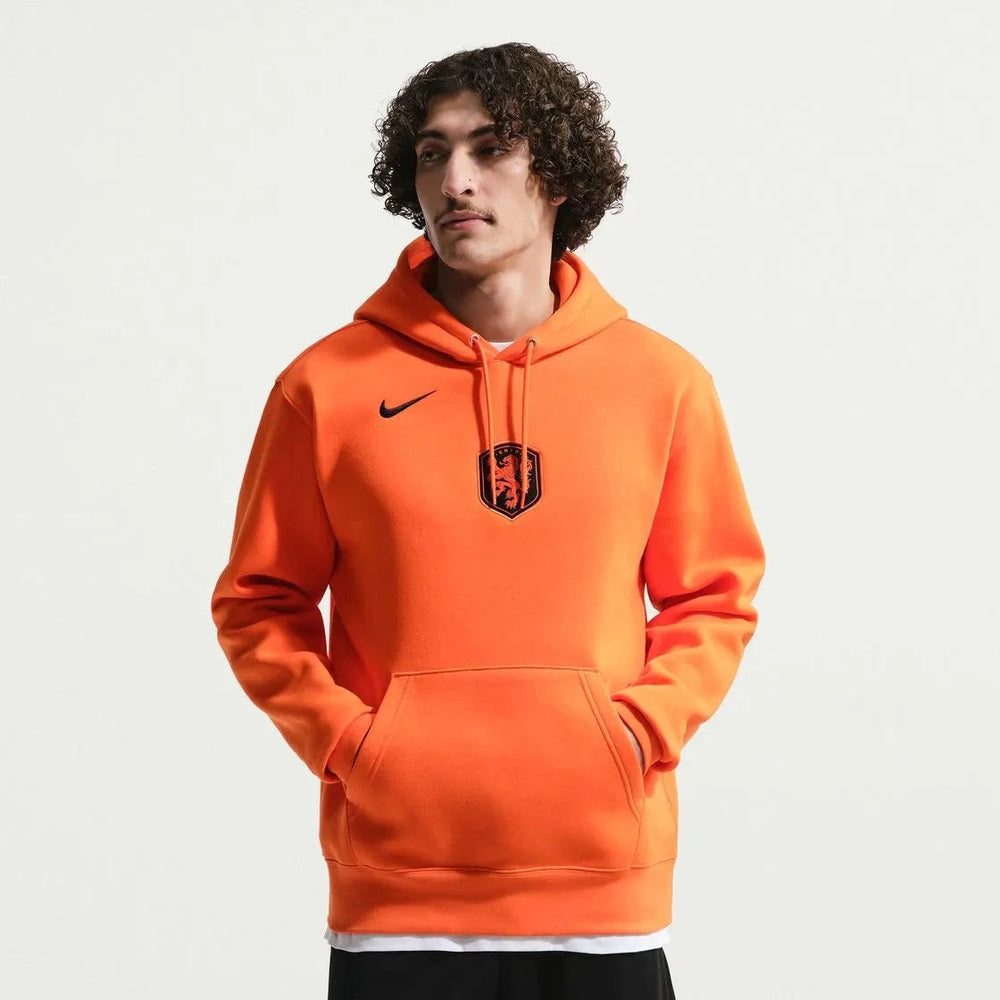 Nike 2026-27 Netherlands Men's Club Pullover Hoodie Safety Orange/Black