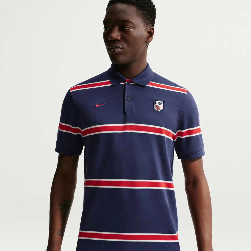 Nike 2026-27 USMNT Men's The Polo 2.0 Midnight Navy/Sail/University Red