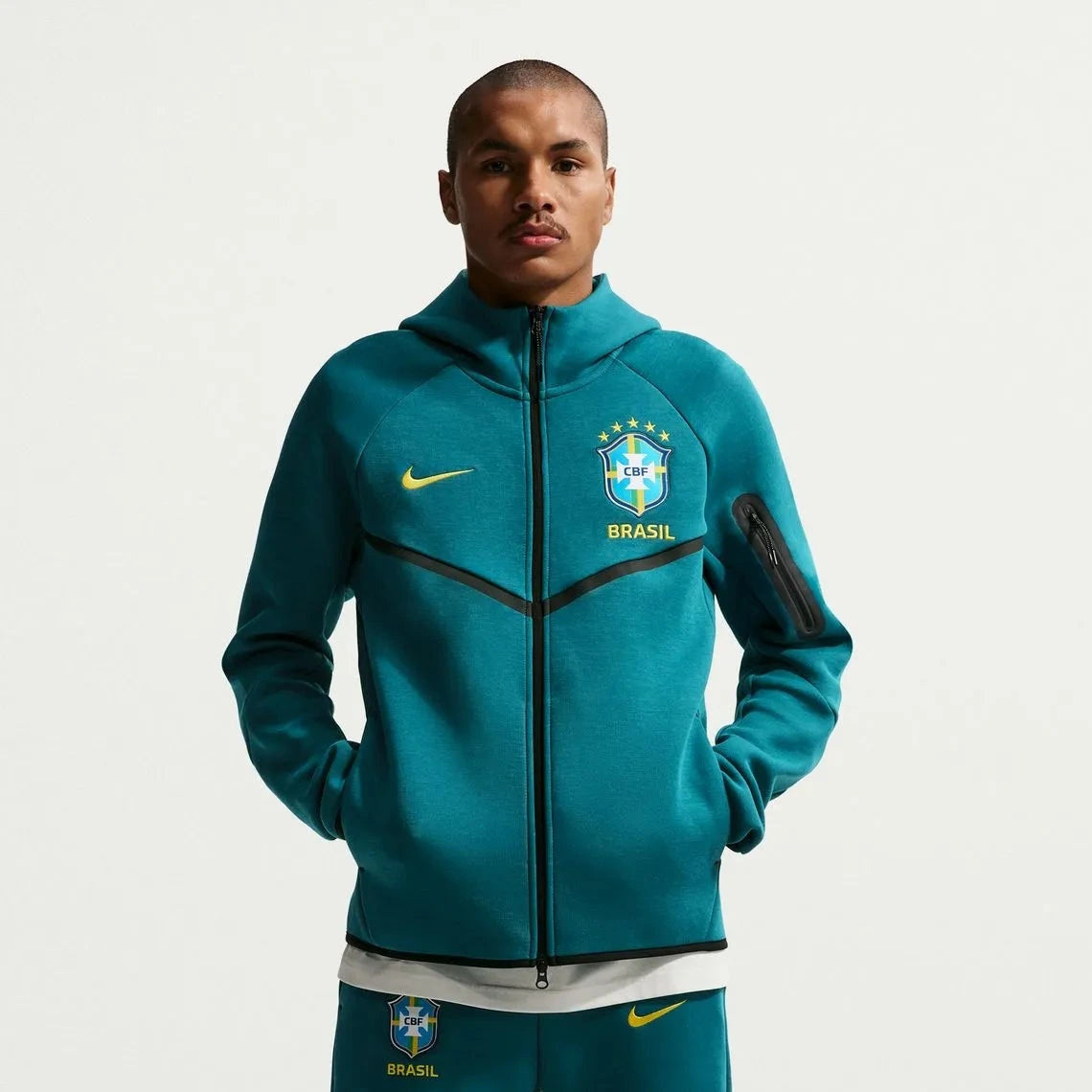 Nike 2026-27 Brazil Men's Full-Zip Tech Fleece Hoodie Geode Teal/Midwest Gold