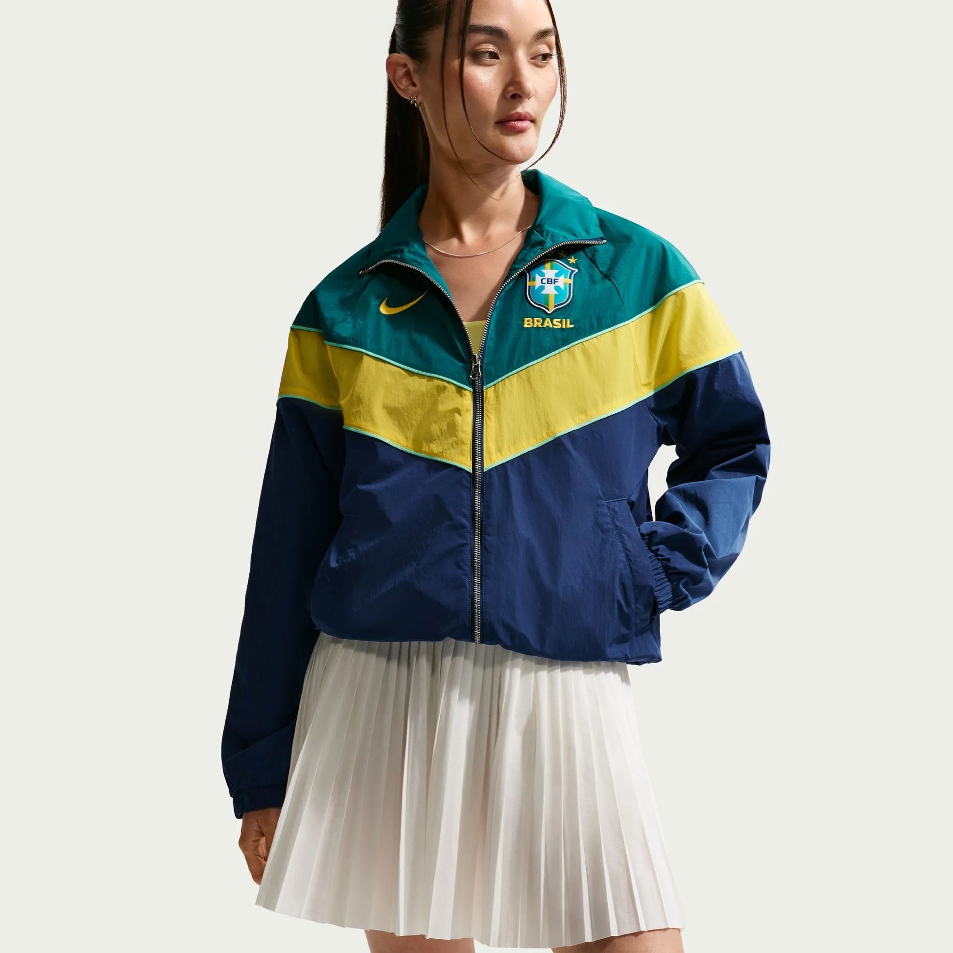 Nike 2026-27 Brazil Women's UV Woven Jacket Coastal Blue/Geode Teal/Midwest Gold/Midwest Gold