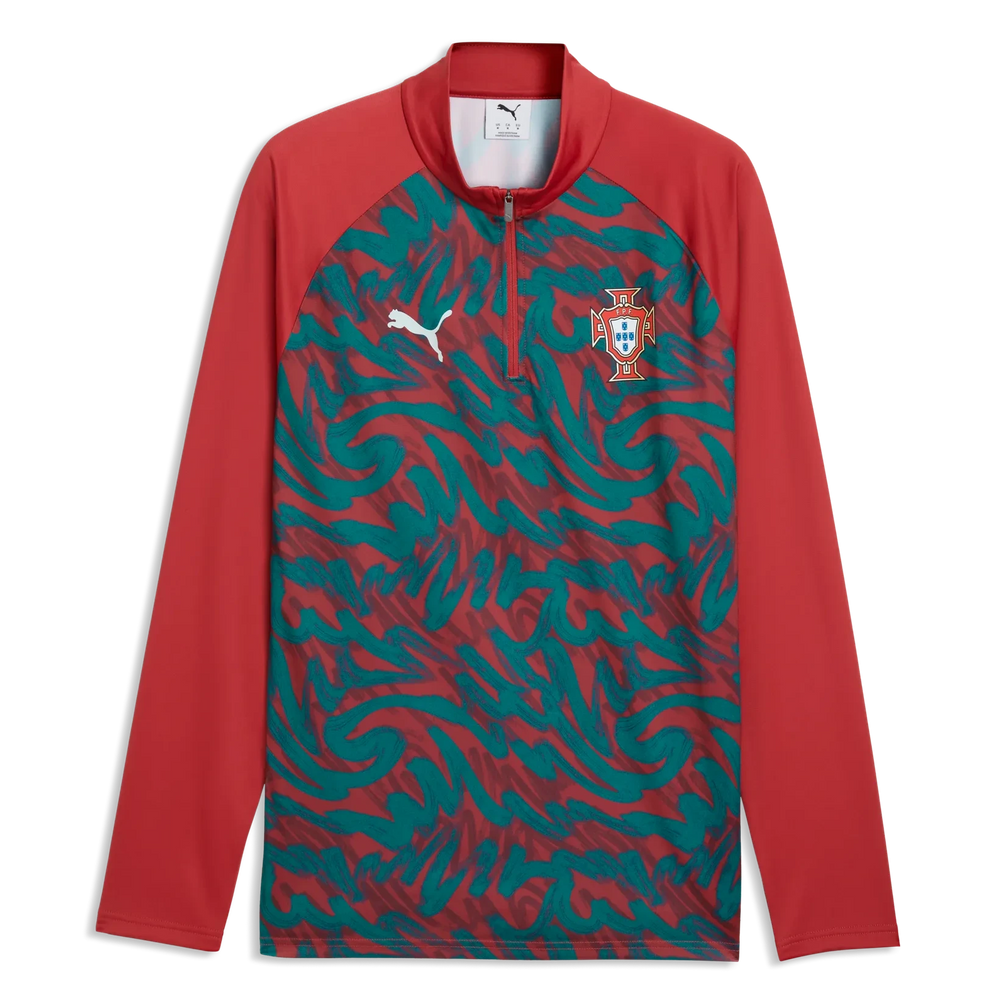 Puma 2026-27 Portugal Men's 1/4 Zip Pre-Match Top Club Red-Green Lagoon