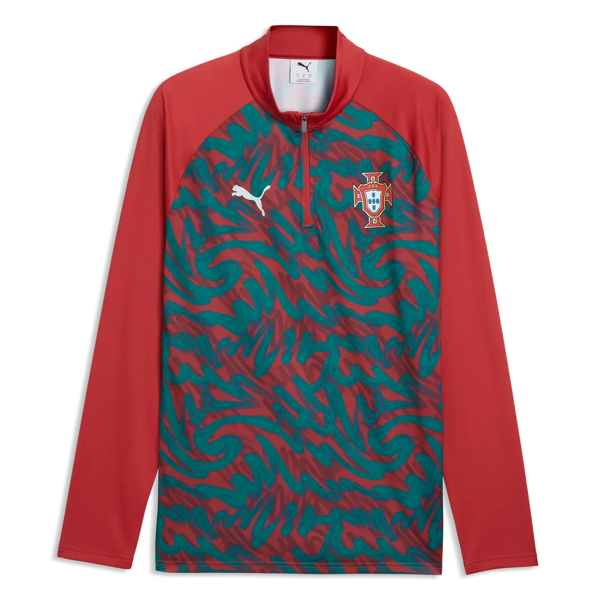 Puma 2026-27 Portugal Men's 1/4 Zip Pre-Match Top Club Red-Green Lagoon