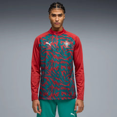 Puma 2026-27 Portugal Men's 1/4 Zip Pre-Match Top Club Red-Green Lagoon