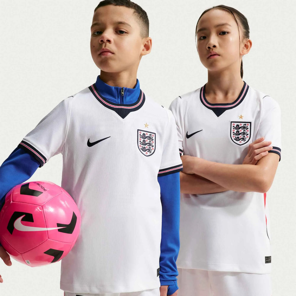 Nike 2026-27 England Youth Stadium Home Soccer Jersey White/Speed Red/Obsidian/Obsidian