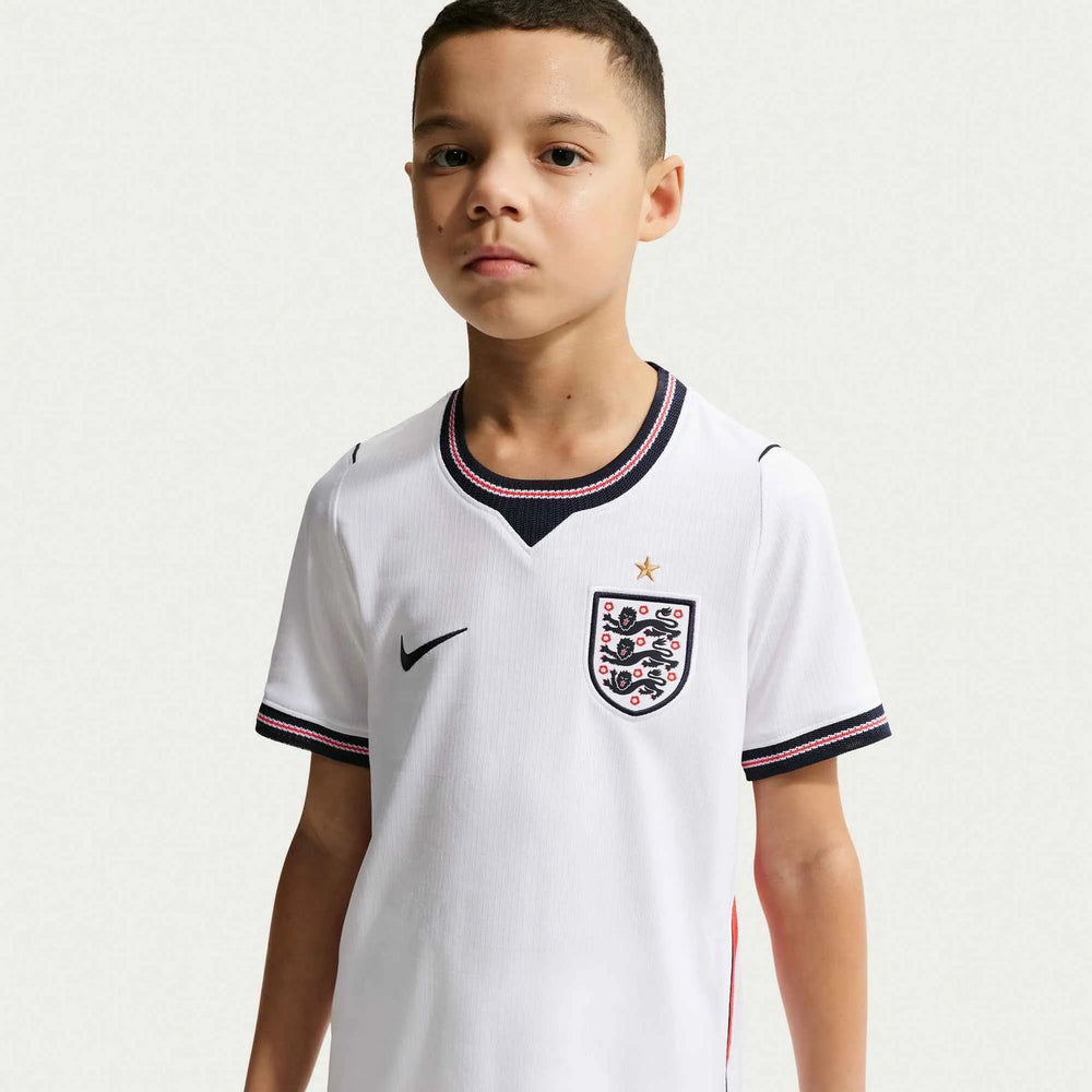 Nike 2026-27 England Youth Stadium Home Soccer Jersey White/Speed Red/Obsidian/Obsidian
